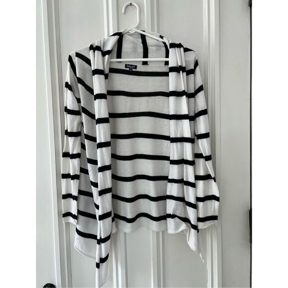Splendid lightweight white and black striped cardigan sweater S - Picture 1 of 5